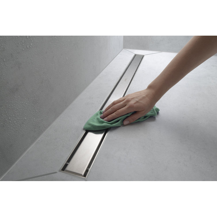 Chrome Stainless Steel Linear Tileable Shower Drain with Adjustable Frame