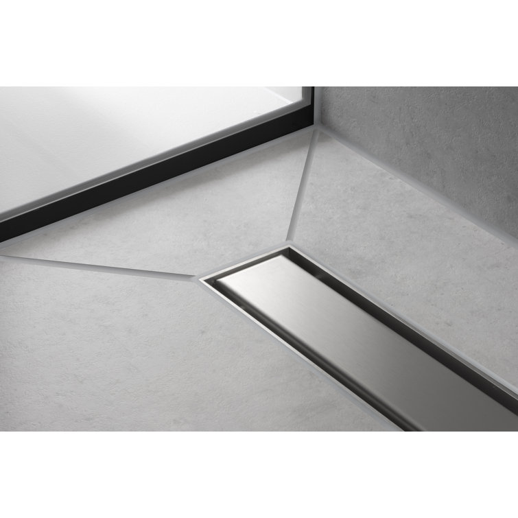 Chrome Stainless Steel Linear Tileable Shower Drain with Adjustable Frame
