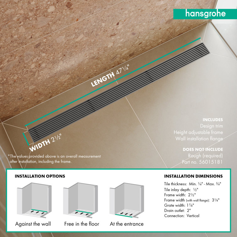 Brushed Stainless Steel Linear Grid Shower Drain