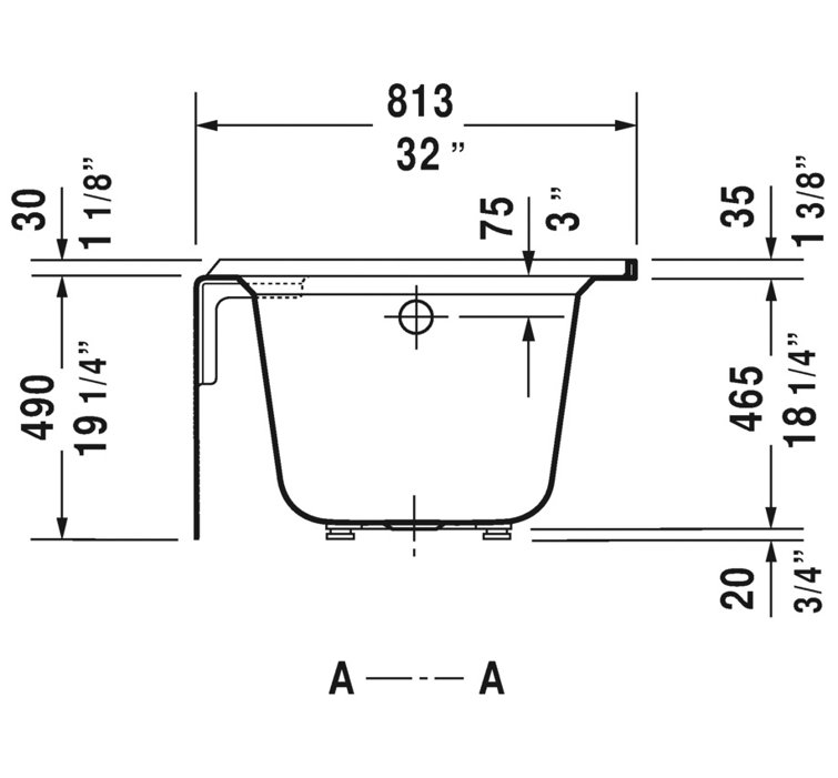 Duravit 66" White Acrylic Alcove Soaking Bathtub