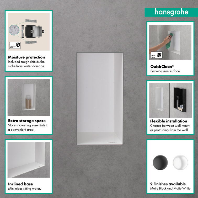Matte White Minimalist Recessed Wall Niche Shelf