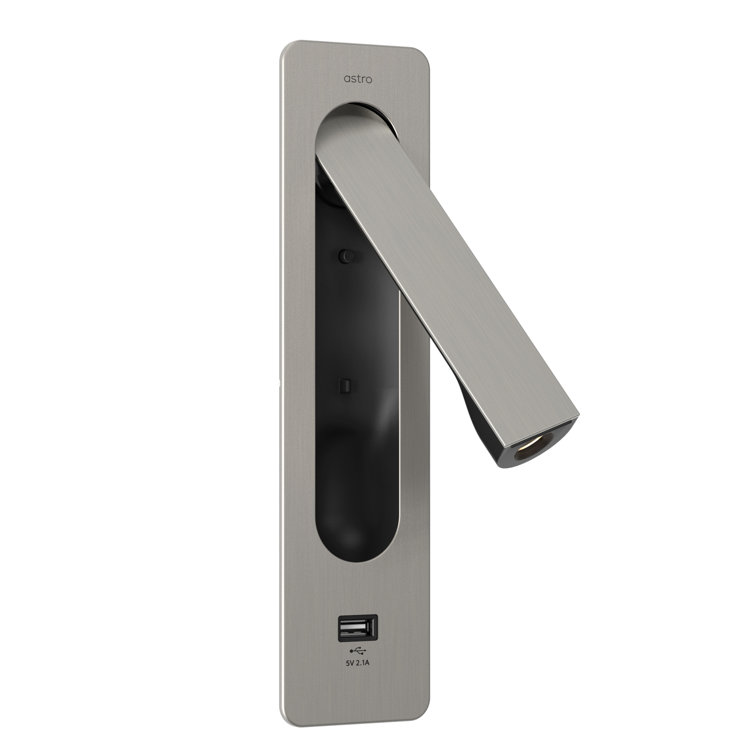Matt Nickel Adjustable LED Reading Wall Sconce with USB
