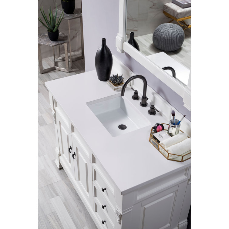 Bright White MDF Traditional Freestanding Single Vanity