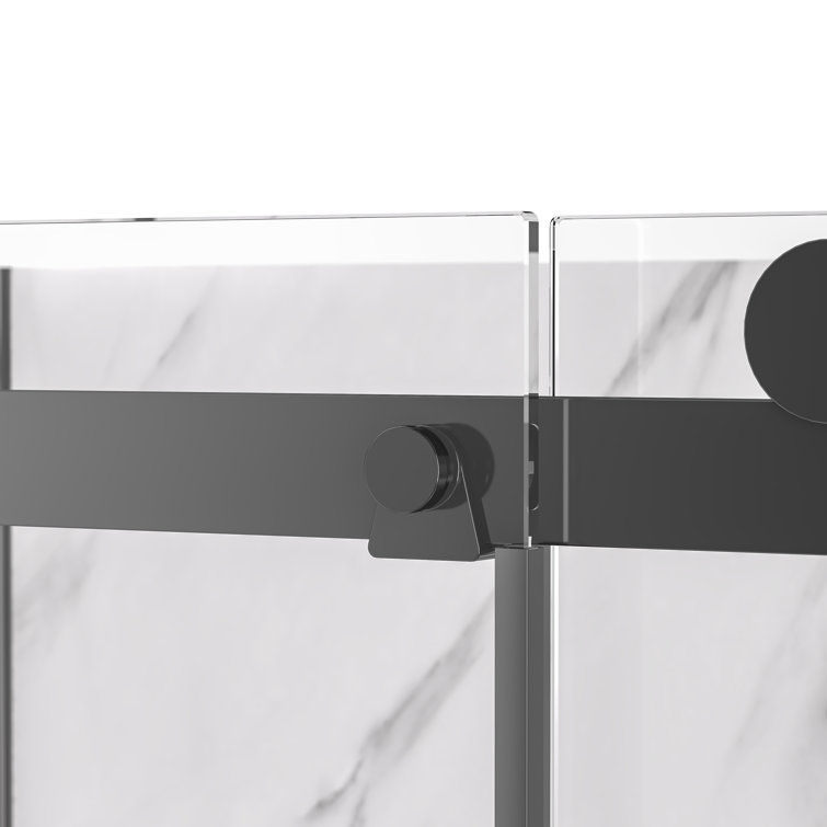 Alexandria 60" Black Framed Sliding Shower Kit with Clear Glass