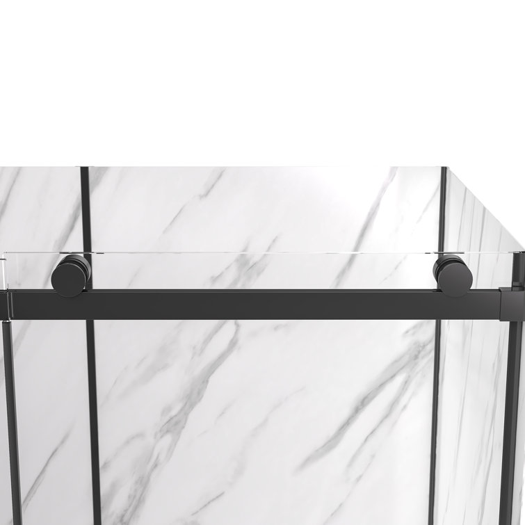 Alexandria 60" Black Framed Sliding Shower Kit with Clear Glass