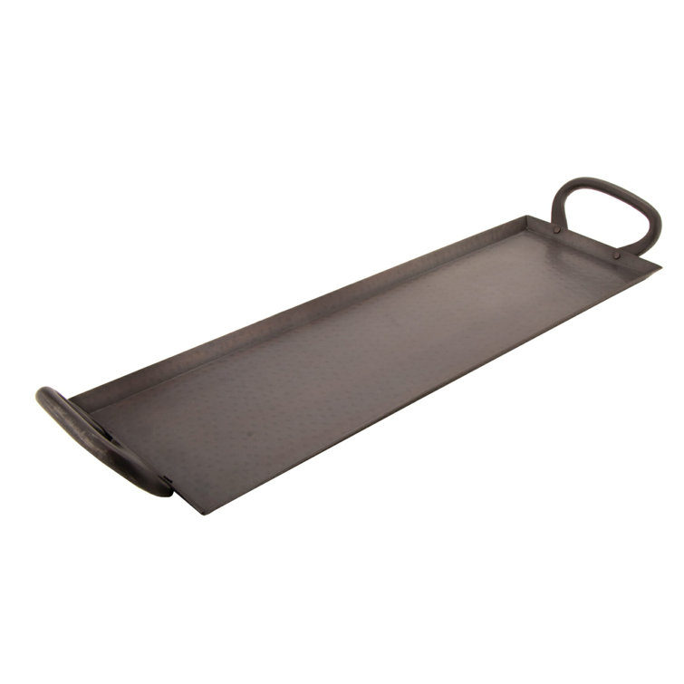 Antique Bronze Hammered Metal Serving Tray with Handles