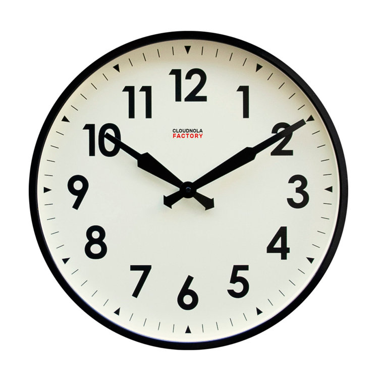 18'' Black and White Metal Wall Clock with Silent Quartz Movement