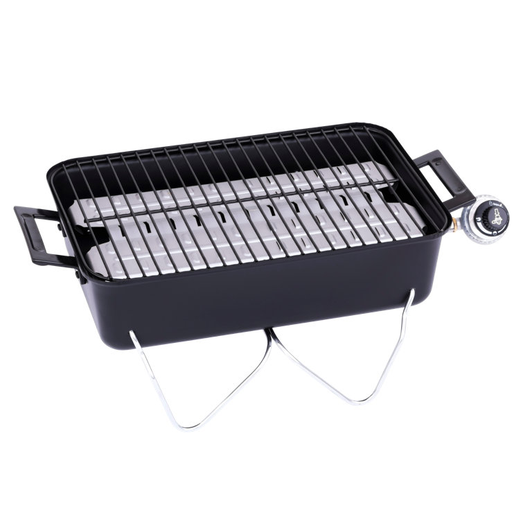 Compact Black Portable Propane Gas Grill with Chrome Grid