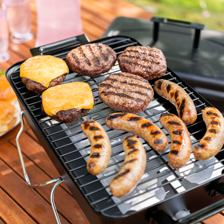 Compact Black Portable Propane Gas Grill with Chrome Grid