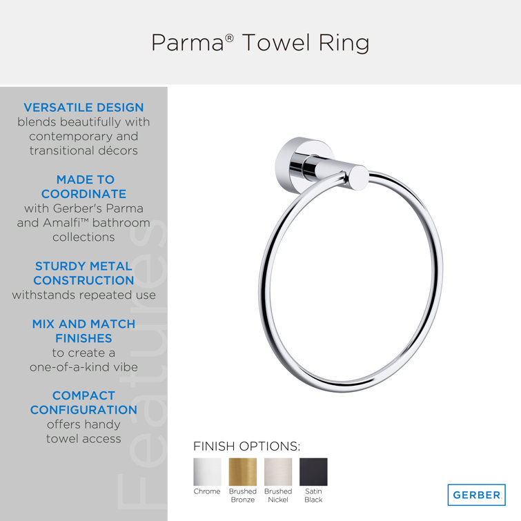 Brushed Bronze Wall Mounted Circular Towel Ring