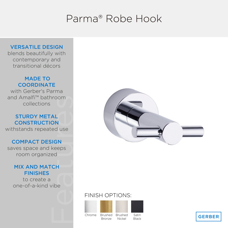 Brushed Bronze Metal Wall Mounted Robe Hook