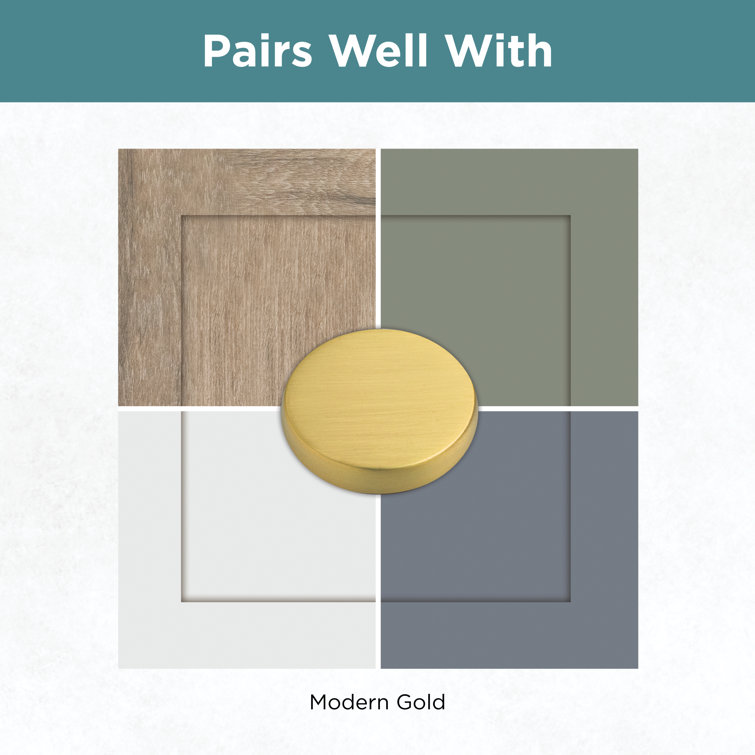 Brushed Brass Modern Square Cabinet Knob with Mounting Hardware
