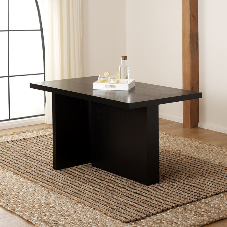 Aava Black Rectangular MDF Pedestal Dining Table