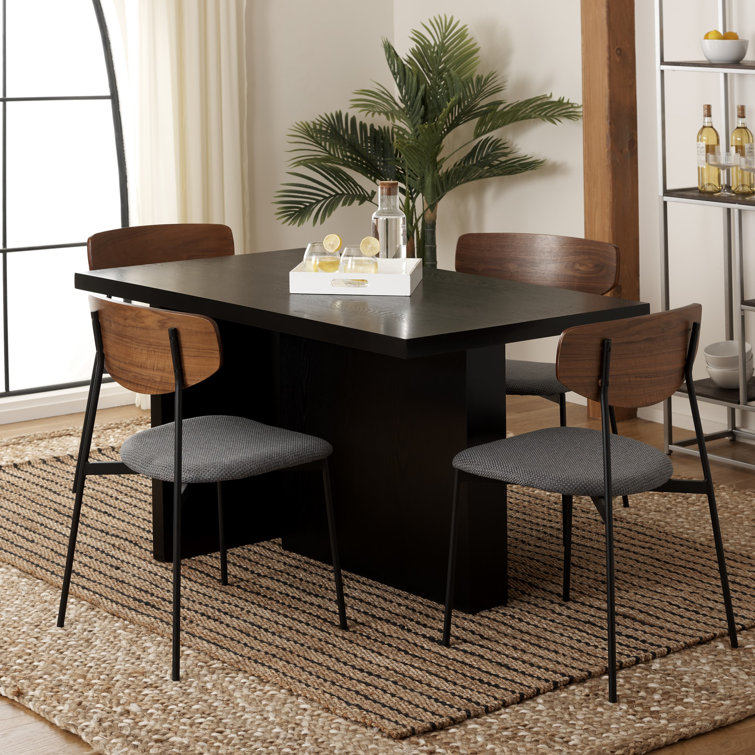 Aava Black Rectangular MDF Pedestal Dining Table