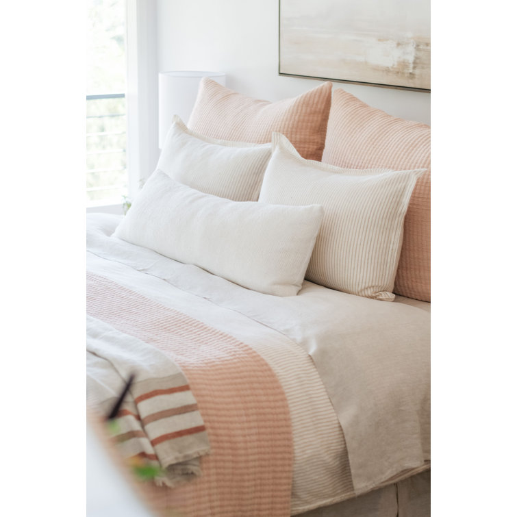 Amber King Cotton Gauze Bedspread with Ivory Stripes