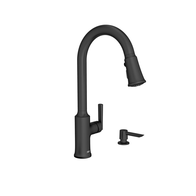 Matte Black Pull-Down Kitchen Faucet with Soap Dispenser