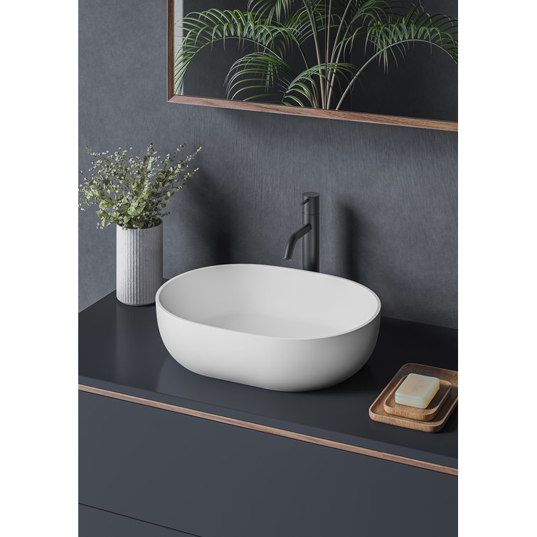 Ruvati 28" White Stone Above-Counter Vessel Sink