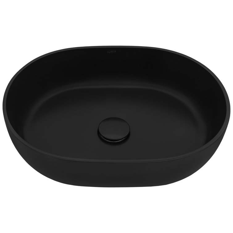 Matte Black 28" Stone Above-Counter Vessel Sink