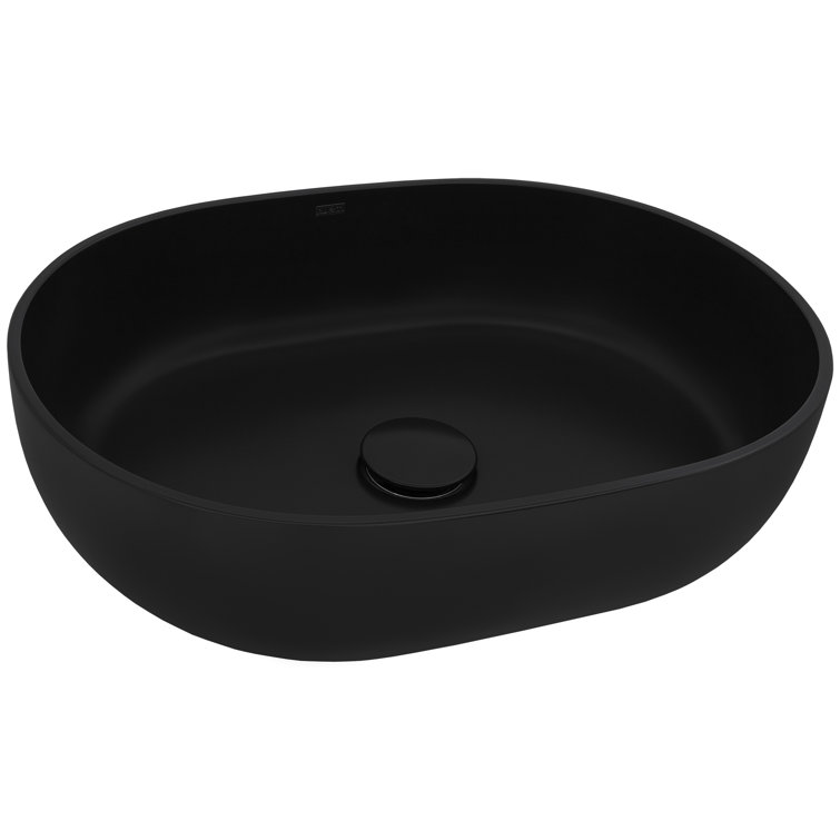 Matte Black 28" Stone Above-Counter Vessel Sink