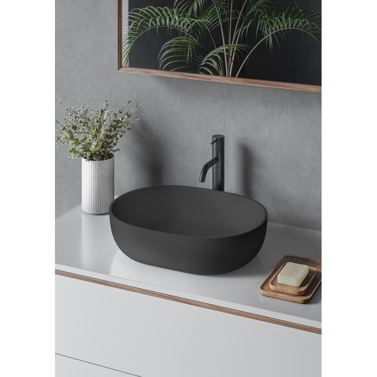 Matte Black 28" Stone Above-Counter Vessel Sink