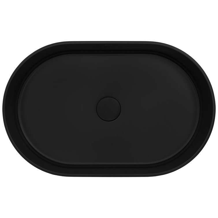 Matte Black Oval Stone Above-Counter Vessel Sink