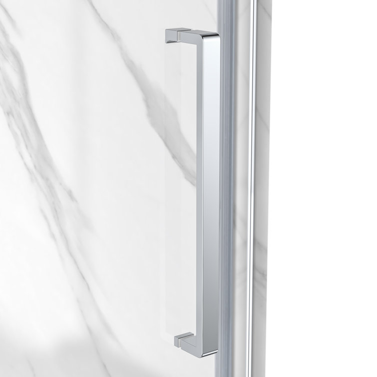36'' W x 79'' H Chrome Neo-Angle Shower Kit with Marble Finish