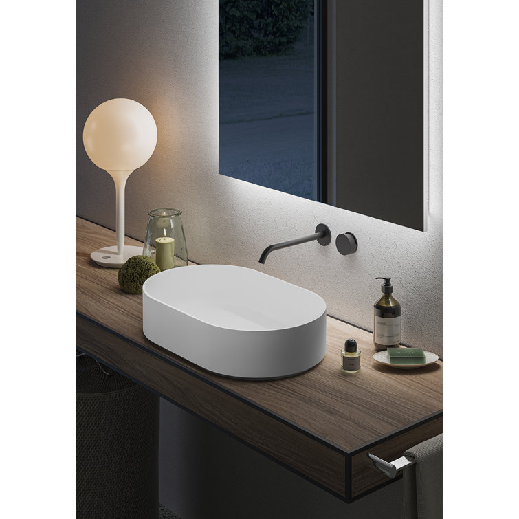 Ruvati 28-Inch Matte White Stone Above-Counter Vessel Sink