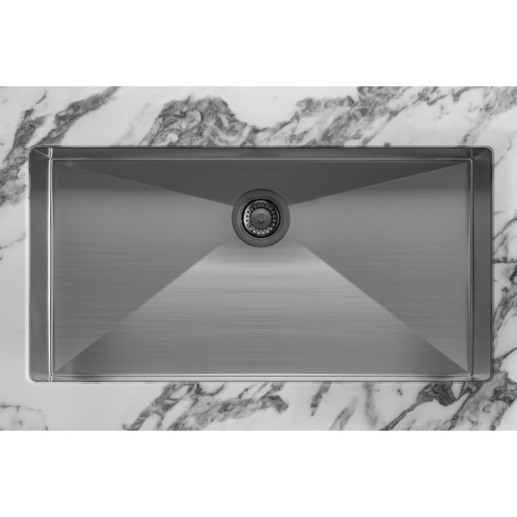 34.5" Stainless Steel Drop-In Single Bowl Sink with Drainboard