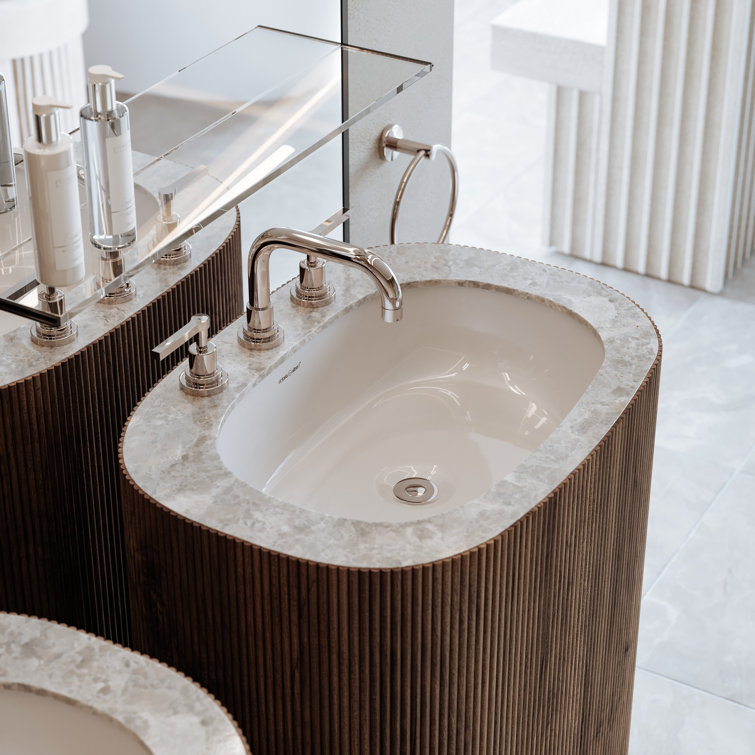 Matte White Stone Oval Undermount Bathroom Sink