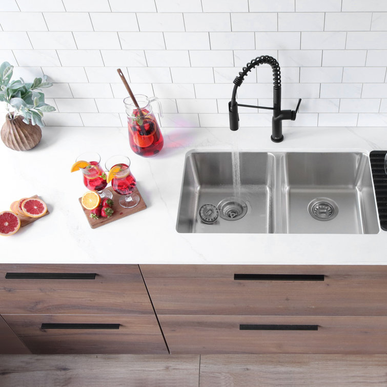 Stylish 29" Stainless Steel Double Bowl Drop-In Kitchen Sink