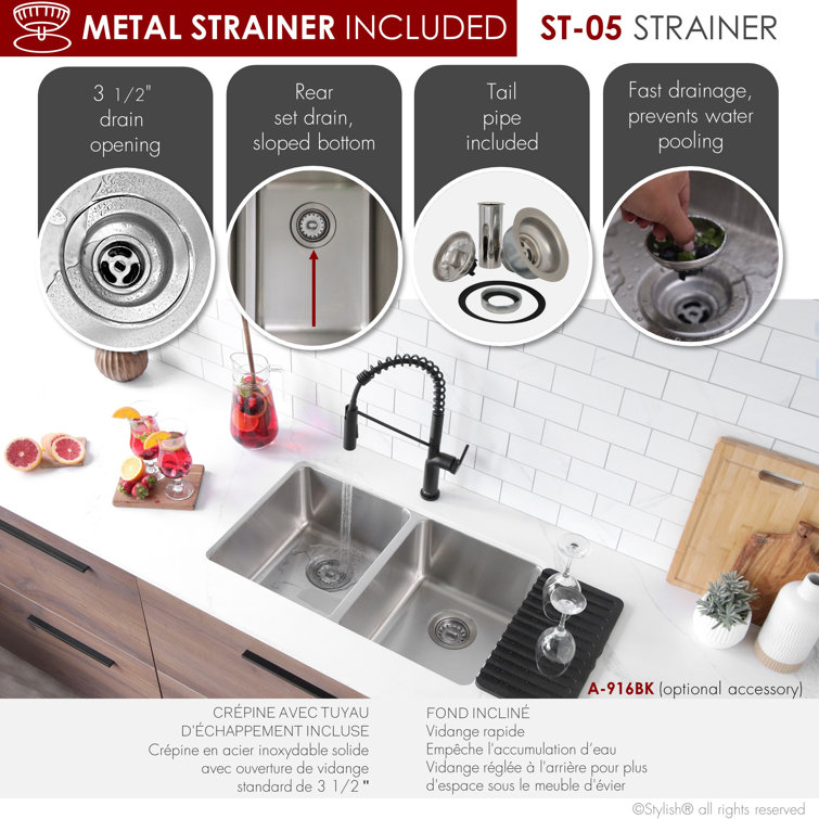 Stylish 29" Stainless Steel Double Bowl Drop-In Kitchen Sink