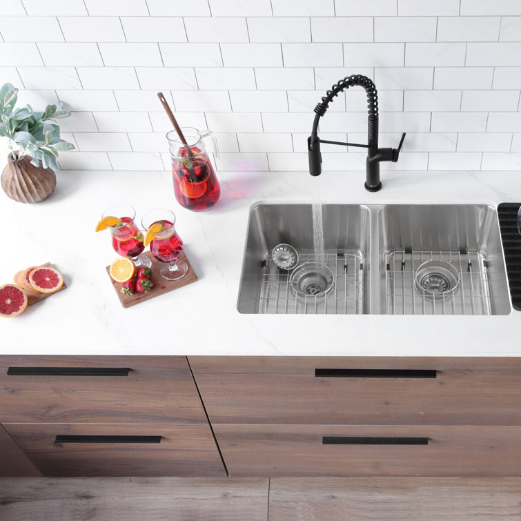 Stylish 29" Stainless Steel Double Bowl Drop-In Kitchen Sink