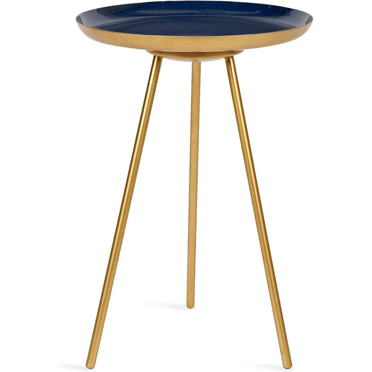 Laranya Round Teal and Gold Metal Side Table