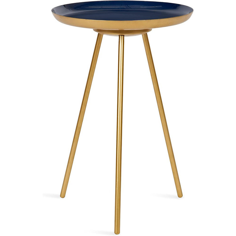 Laranya Round Teal and Gold Metal Side Table