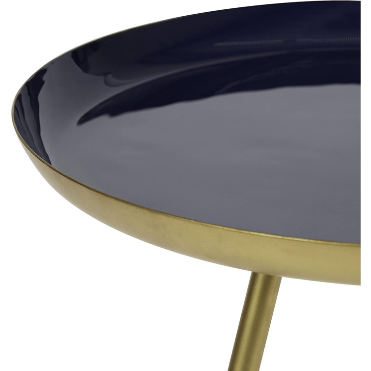 Laranya Round Teal and Gold Metal Side Table
