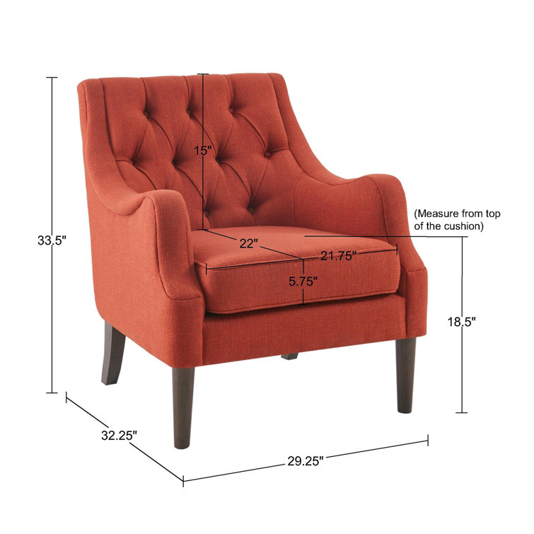 Elle Spice Tufted High-Curved Accent Chair with Dark Coffee Legs