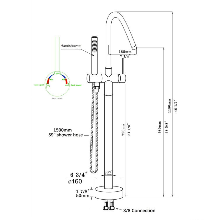 Oil Rubbed Bronze Freestanding Tub Filler with Handshower