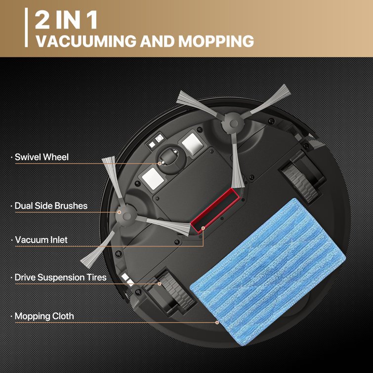 Black Cordless Bagless Robot Vacuum with HEPA Filter
