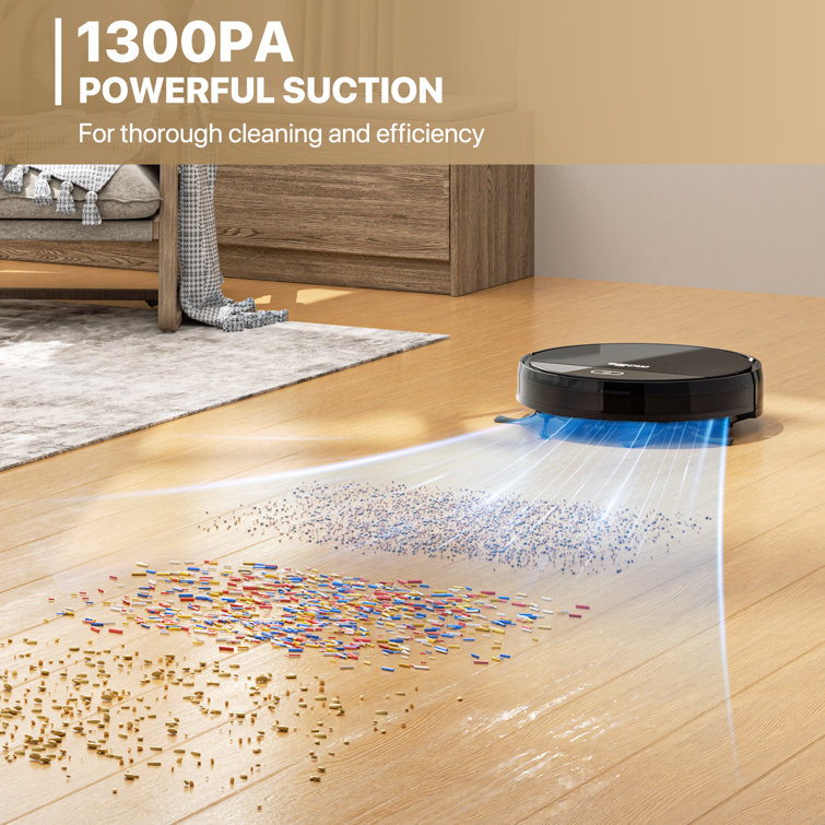 Black Cordless Bagless Robot Vacuum with HEPA Filter