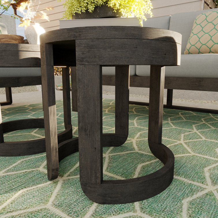 Light Brown Solid Wood 4-Person Outdoor Seating Set with Gray Cushions