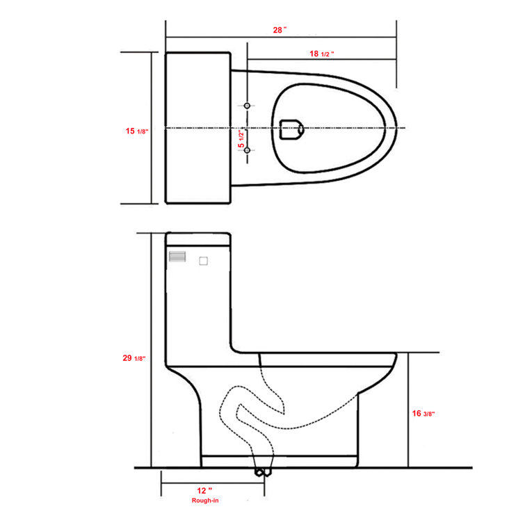 Glossy White Elongated One-Piece Dual Flush Toilet