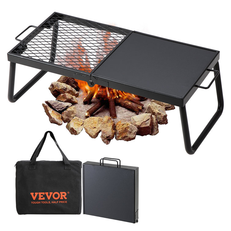 22'' Black Premium Steel Folding Campfire Grill with Storage Bag