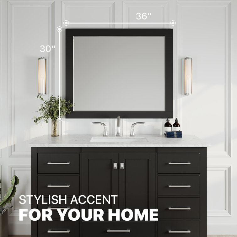 Aberdeen 36" Espresso Wood Framed Bathroom Vanity Mirror