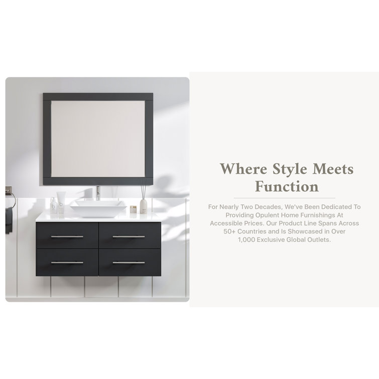 Aberdeen 36" Espresso Wood Framed Bathroom Vanity Mirror