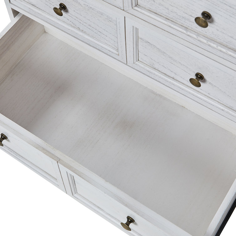 White Solid Wood Farmhouse Accent Chest with Gold Hardware
