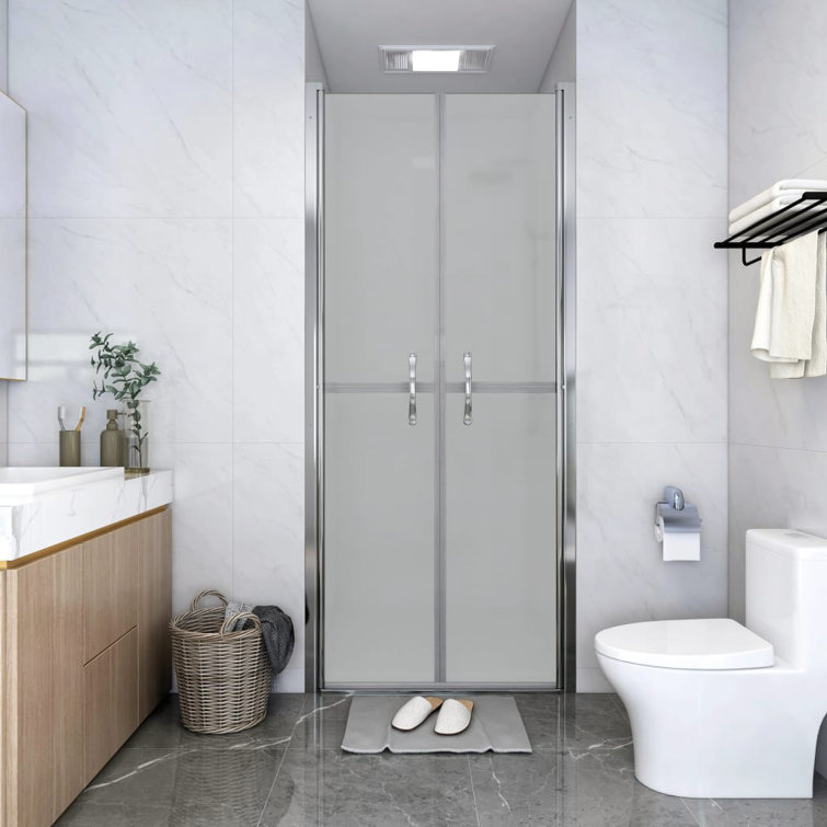Frosted ESG Glass and Aluminum Frame Shower Door, 37.8'' x 74.8''