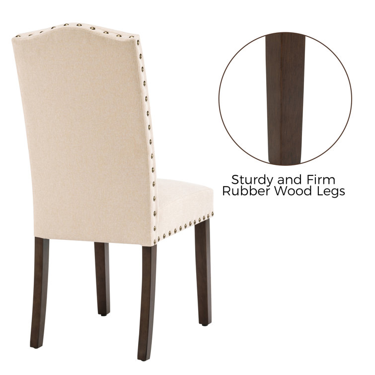 Beige Linen Tufted High Back Parsons Dining Chairs Set of 4