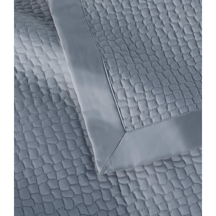 Hamilton Blue Quilted Polyester Coverlet, Twin Size