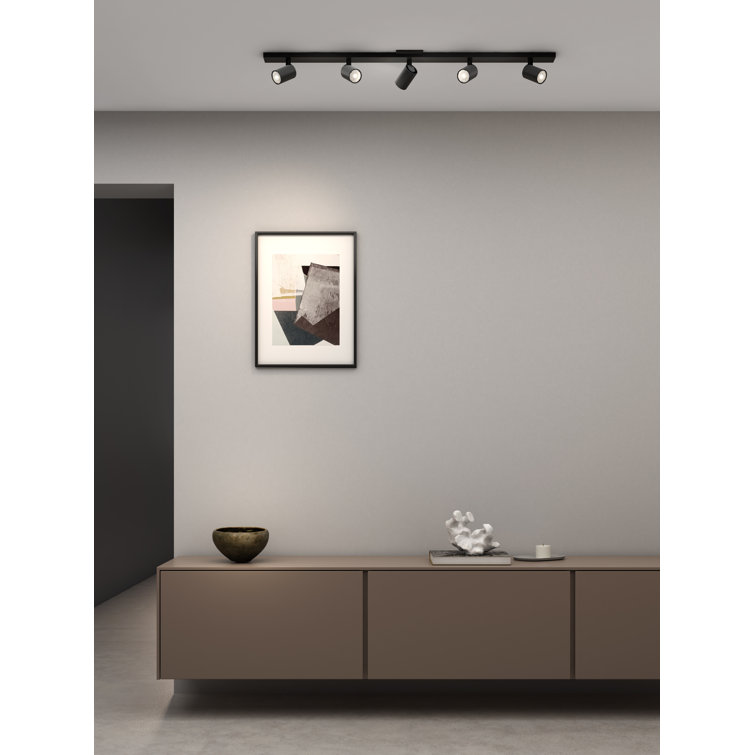 Matte Black 5-Light Adjustable LED Ceiling Spotlight