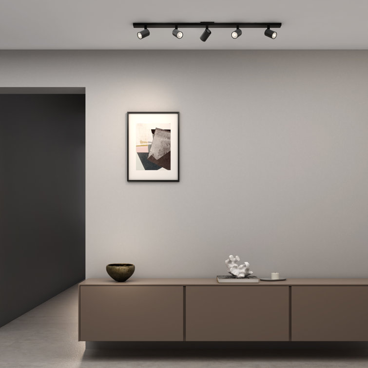 Matte Black 5-Light Adjustable LED Ceiling Spotlight